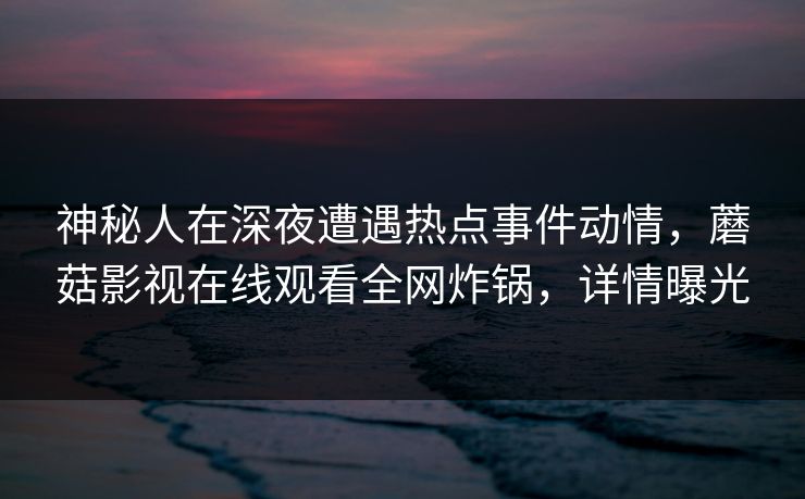 神秘人在深夜遭遇热点事件动情，蘑菇影视在线观看全网炸锅，详情曝光