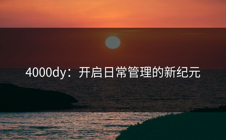 4000dy:开启日常管理的新纪元
