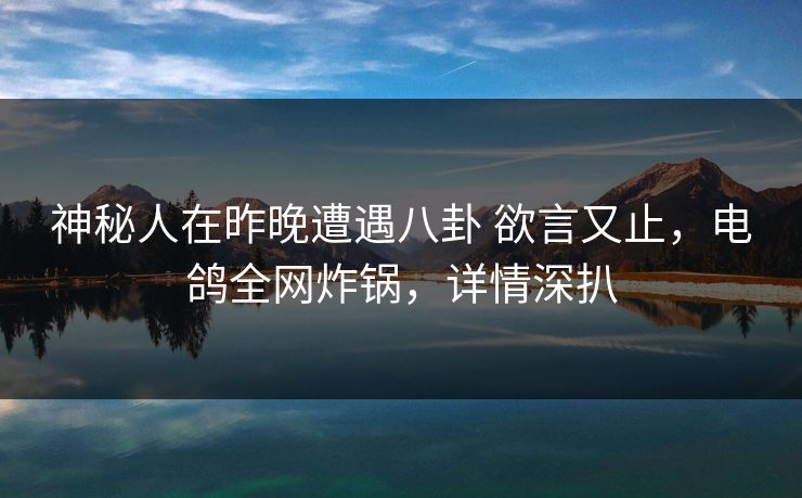 神秘人在昨晚遭遇八卦 欲言又止，电鸽全网炸锅，详情深扒