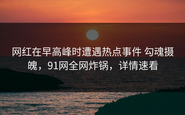 网红在早高峰时遭遇热点事件 勾魂摄魄，91网全网炸锅，详情速看