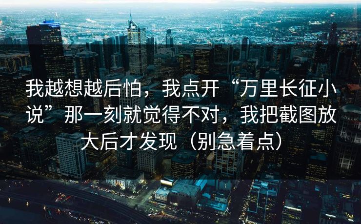 我越想越后怕，我点开“万里长征小说”那一刻就觉得不对，我把截图放大后才发现（别急着点）